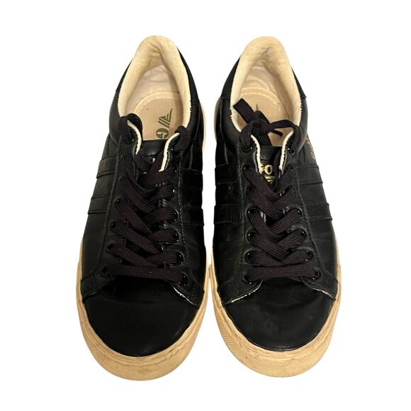 Gola Orchid II Black Low Profile Sneakers •9/ 40• Leather Shimmer Trainers - Picture 2 of 8